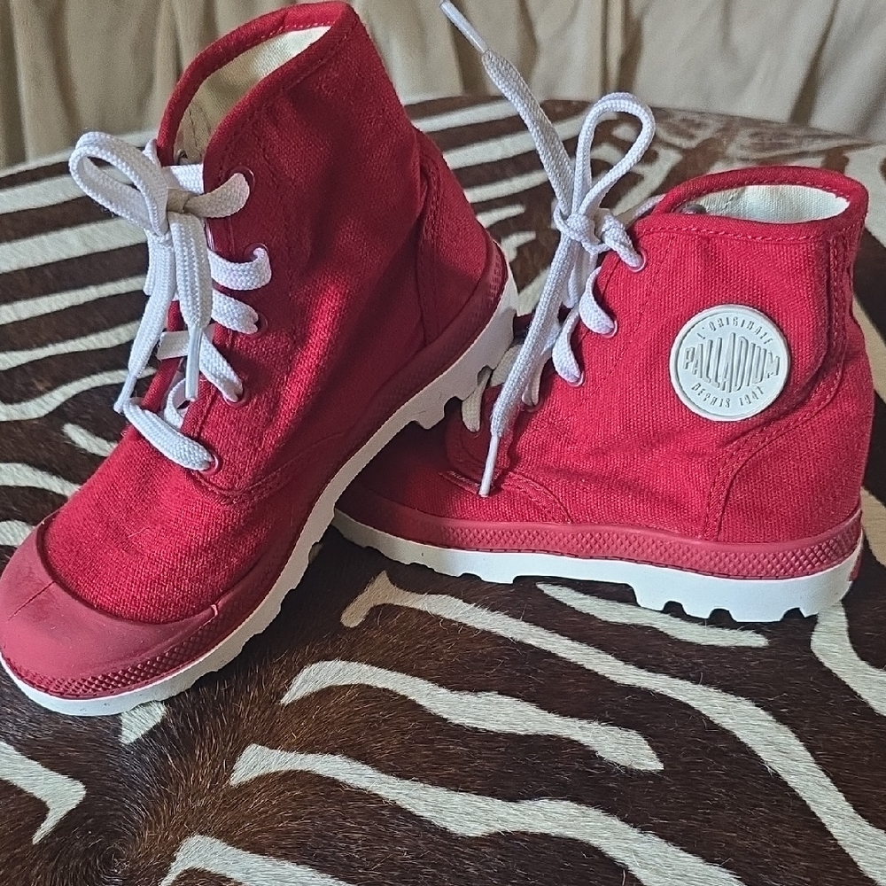Palladium Kids Red Lace-Up Boots